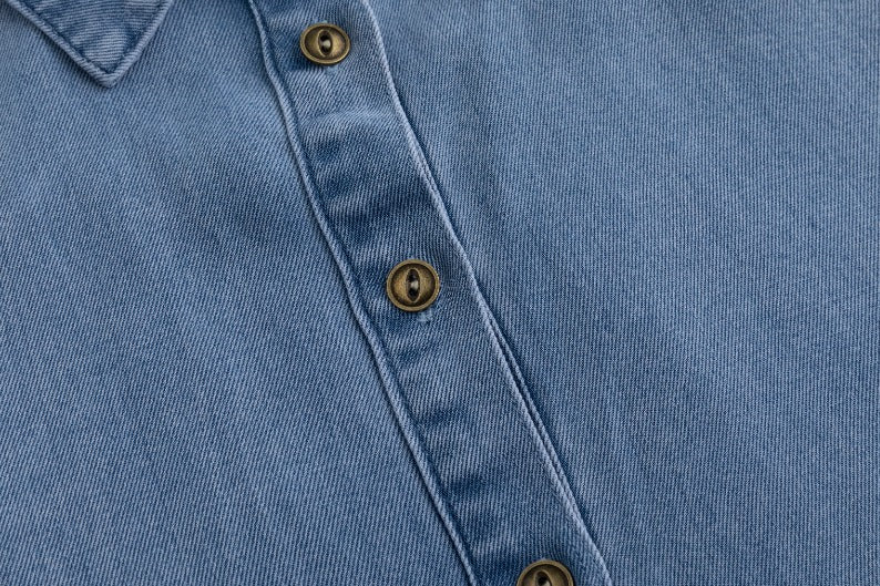 Denim Button Dress - Blue