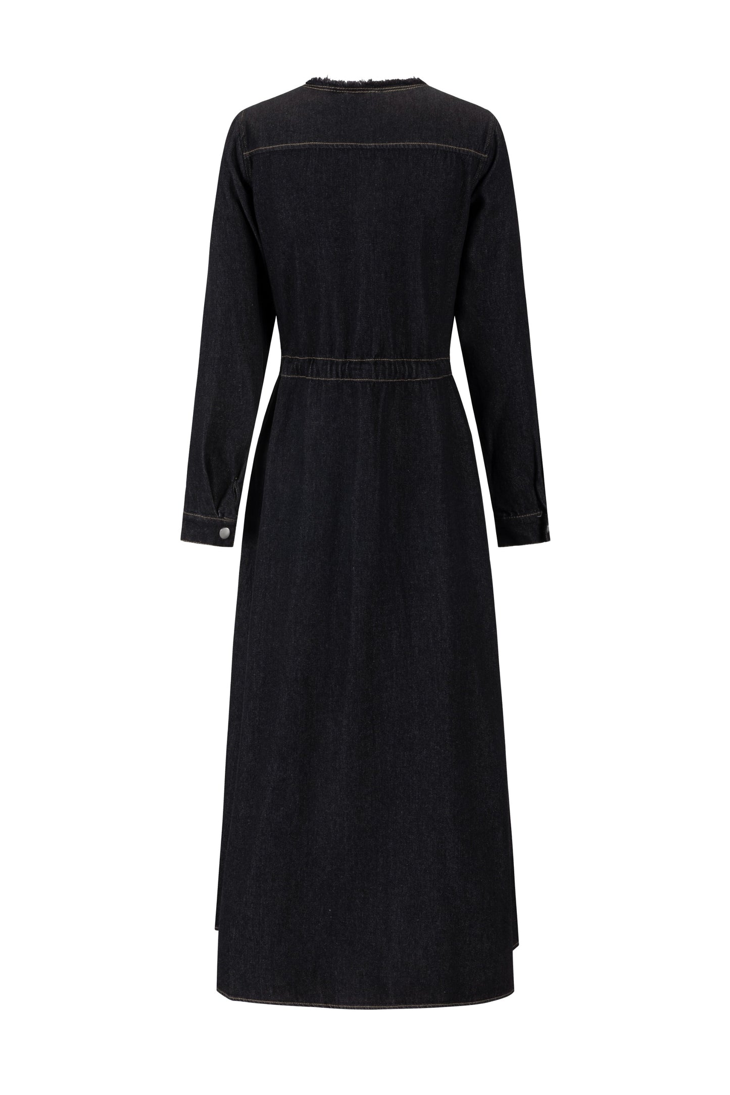 Ragged Edge Multi Pocket Denim Dress - Black