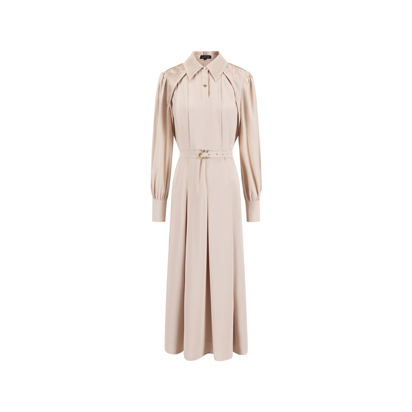 Pleated Dress With Details - Peach