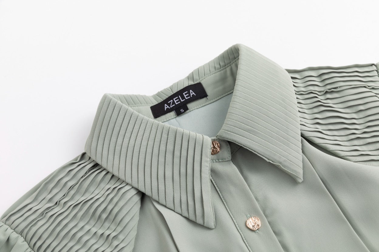 Pleated Dress With Details - Mint Green