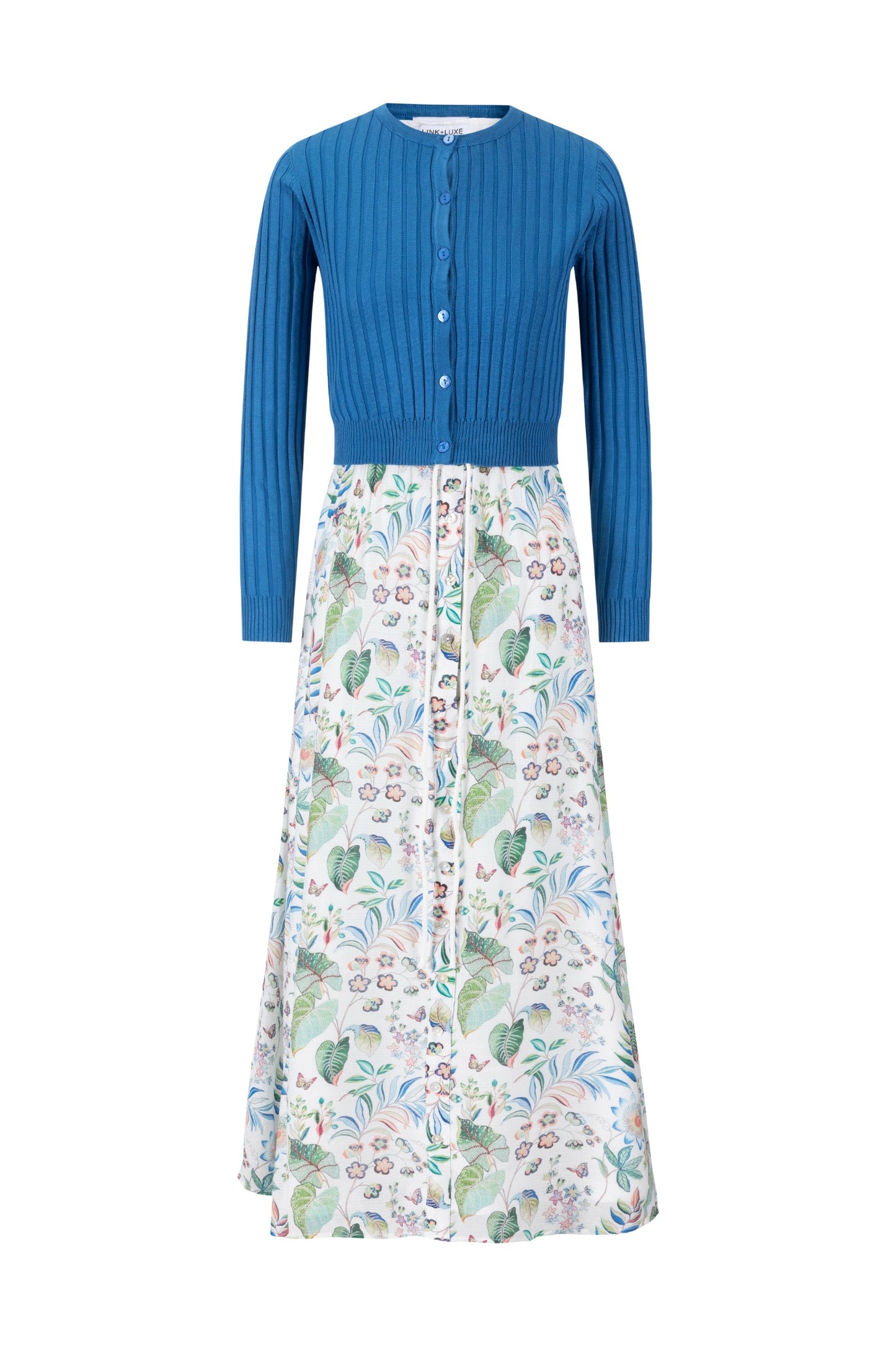 Printed Drawstring Jumper With Cardigan