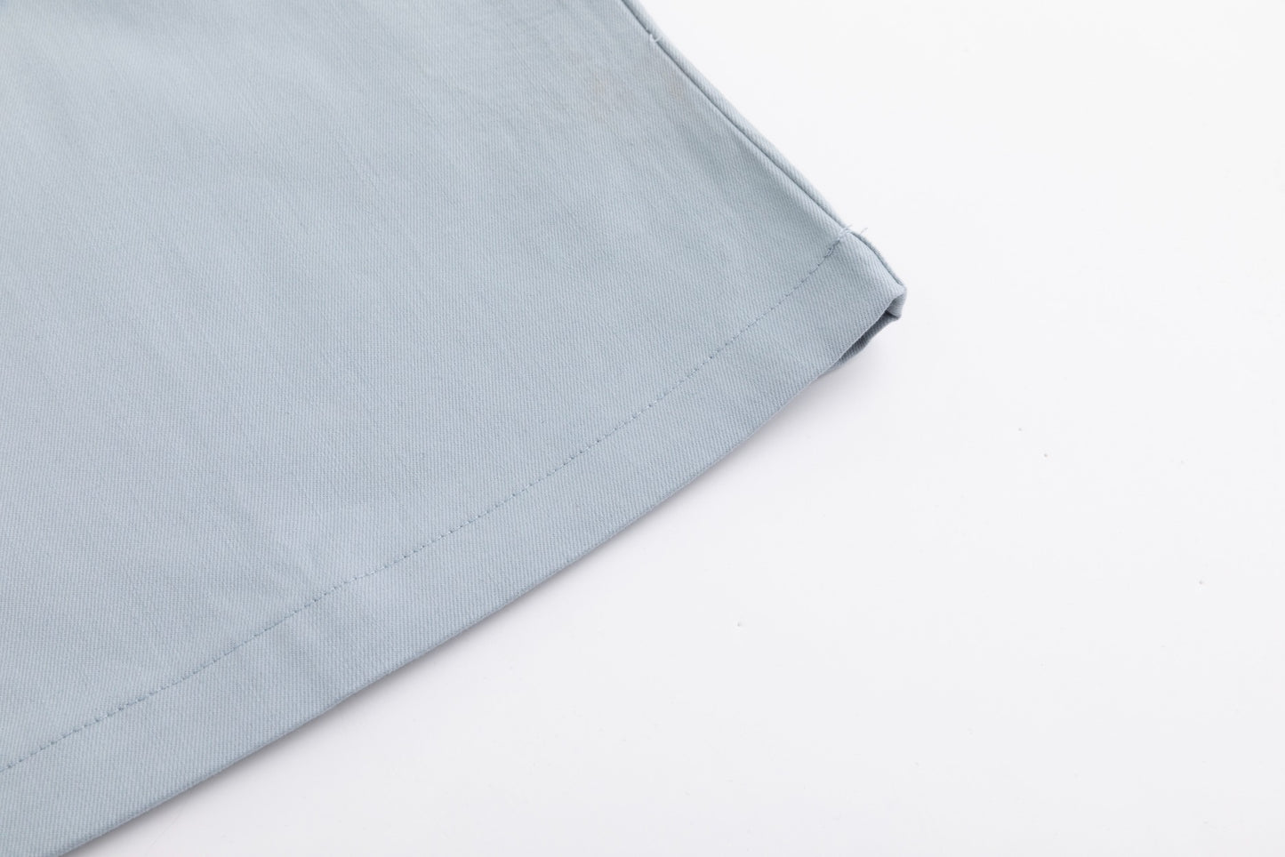 Light Blue Skirt With Green Leaves Pocket Print