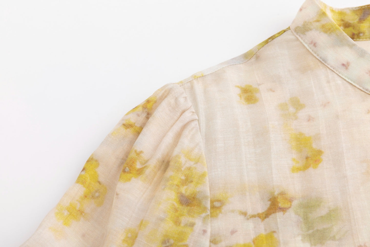 Cream Dress With Floral Print - Yellow