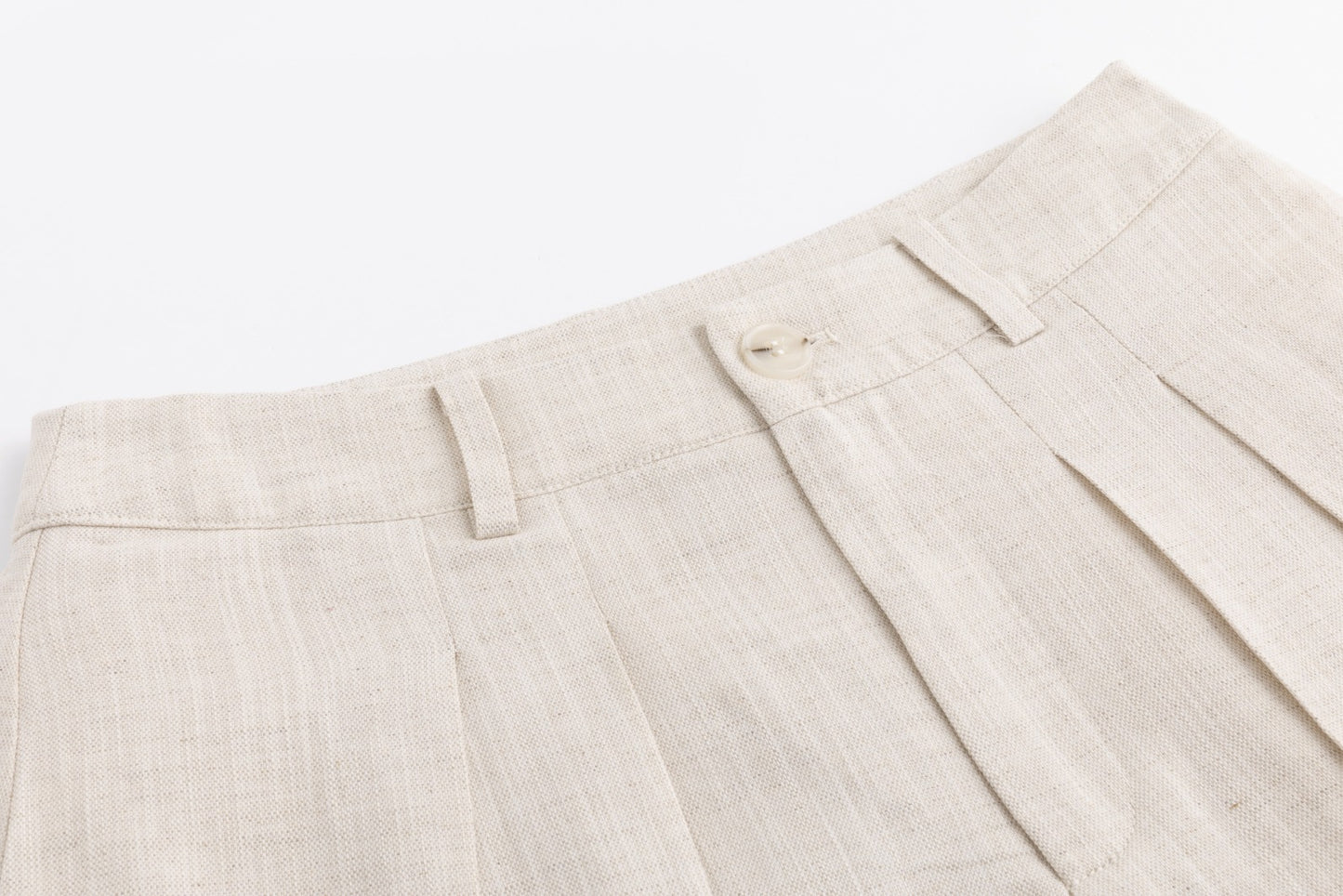 Beige Pleated Linen Skirt
