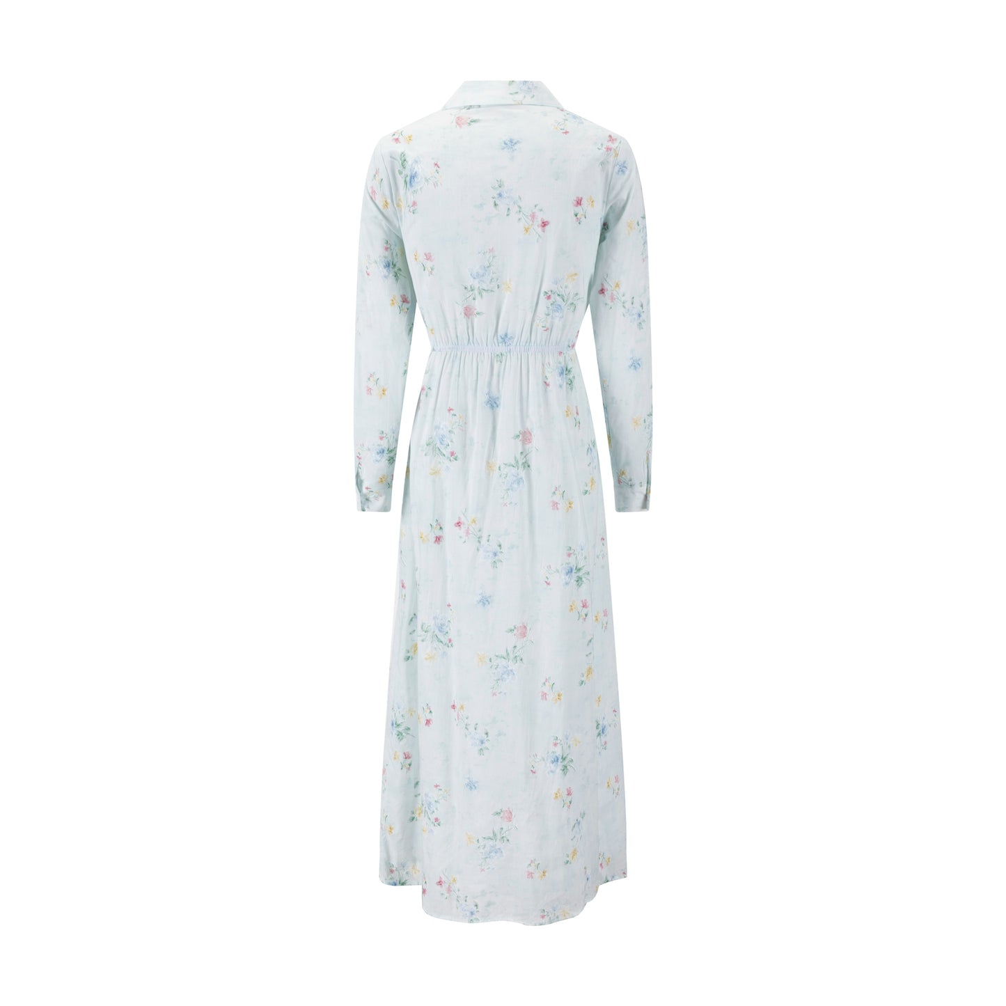 Baby Blue Multicolor Embroidered Waist Tie Dress