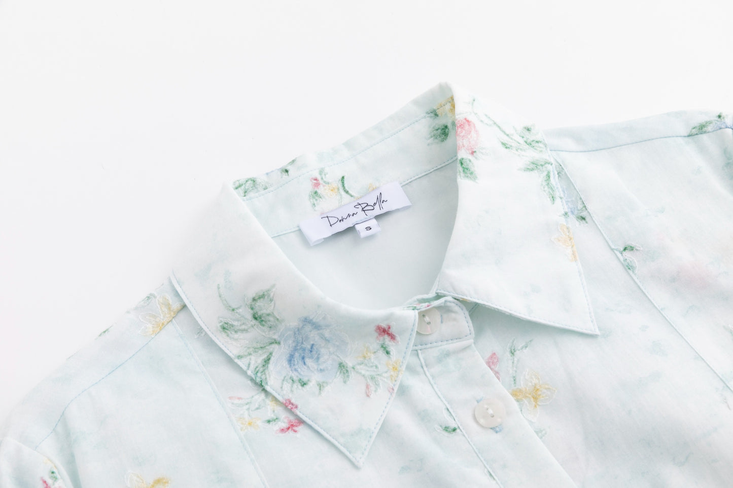 Baby Blue Multicolor Embroidered Waist Tie Dress
