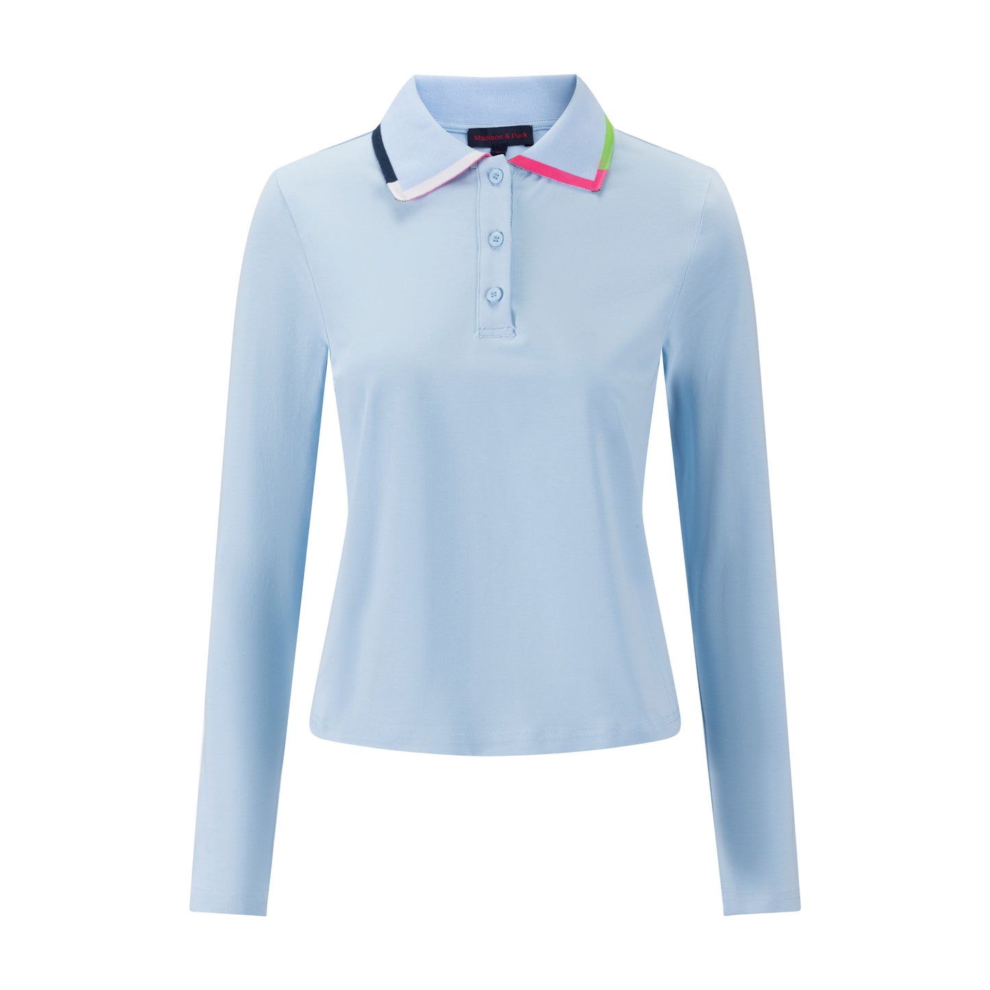 Blue Polo With Multi Color Collar Detail