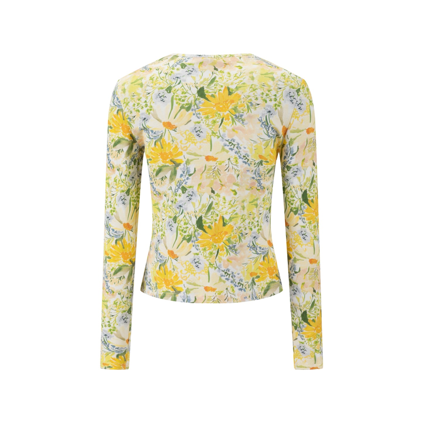 Yellow And Green Floral Print Top
