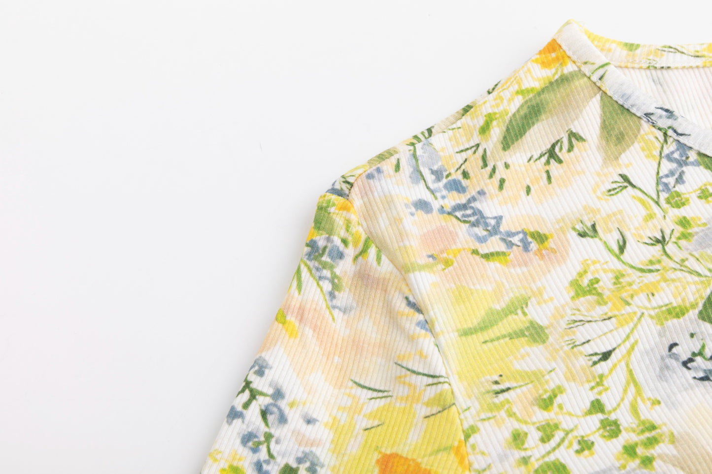 Yellow And Green Floral Print Top