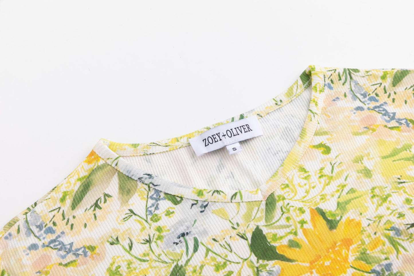 Yellow And Green Floral Print Top