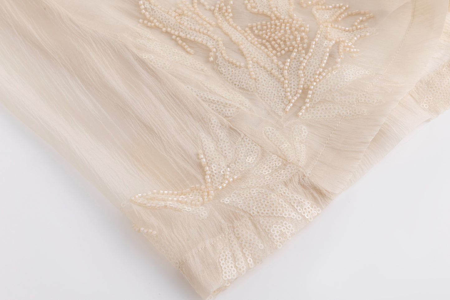 Beige Beaded Detailed Skirt