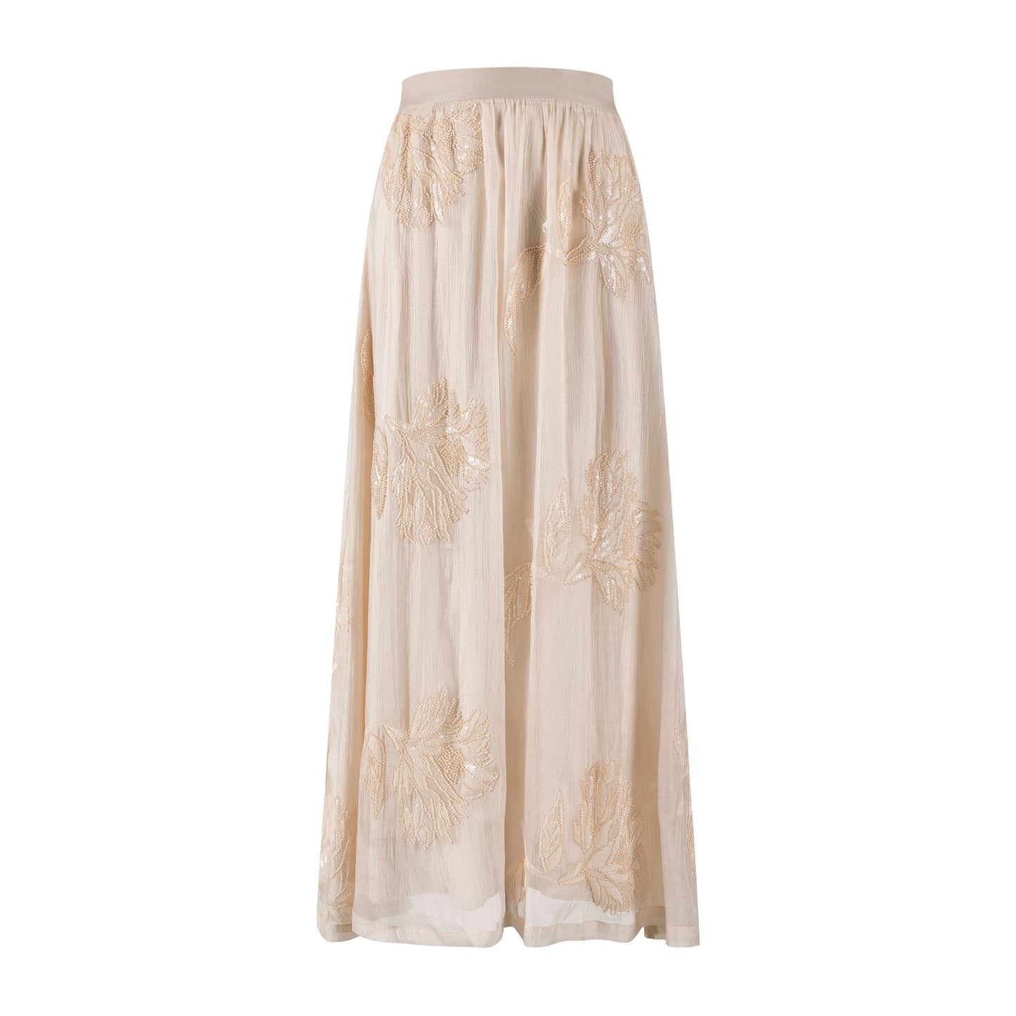 Beige Beaded Detailed Skirt