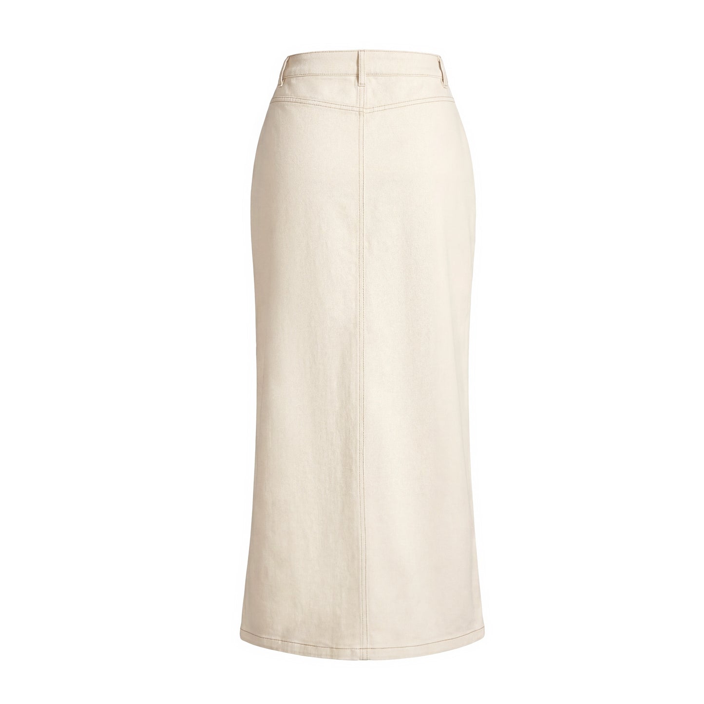 Contrast Stitch Denim Skirt - Ivory