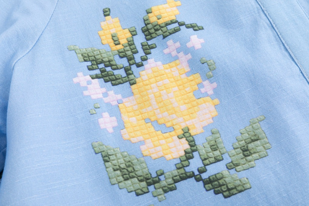 Blue And Yellow Printed Linen Dress
