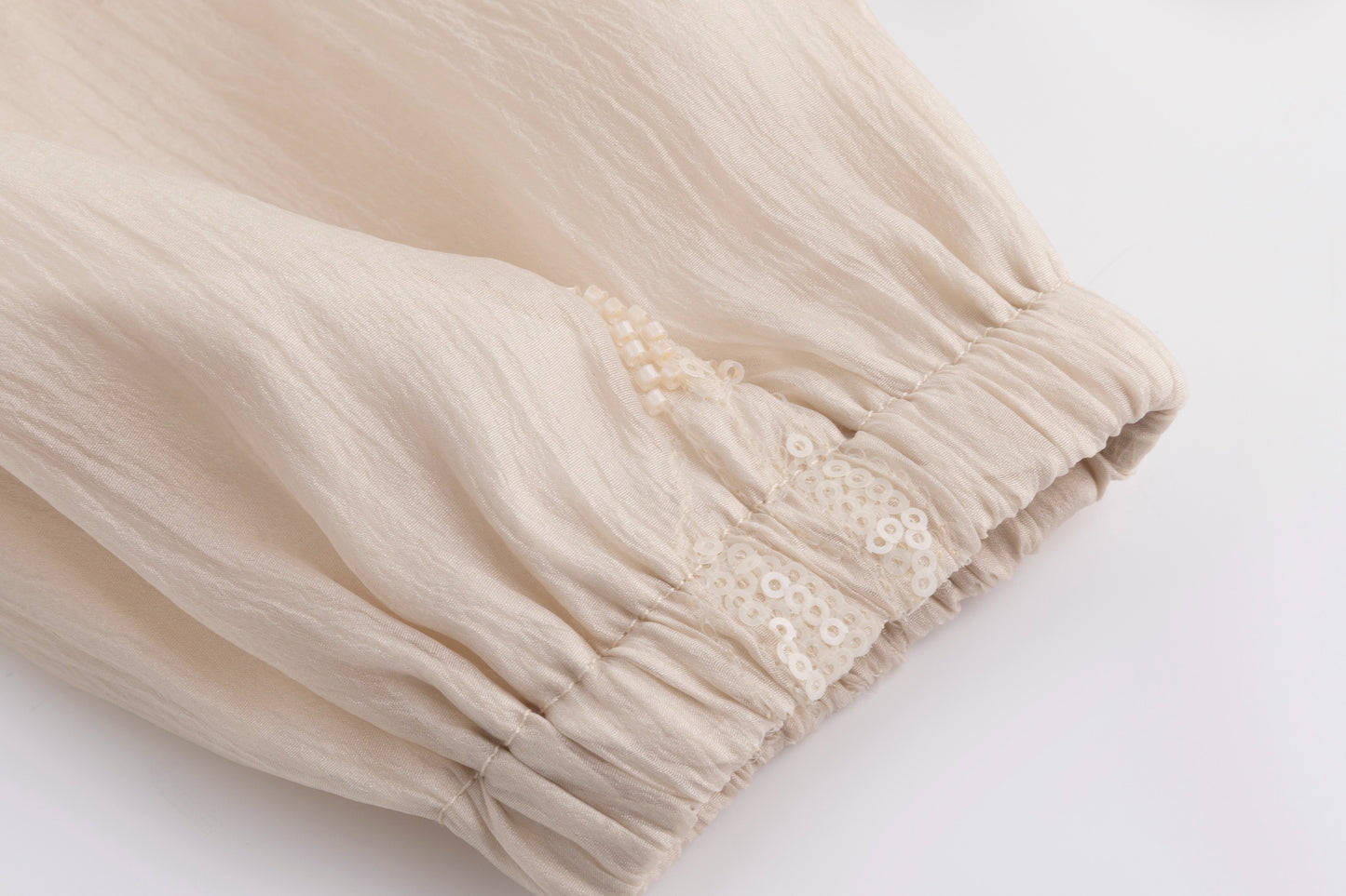 Beige Beaded Detailed Blouse