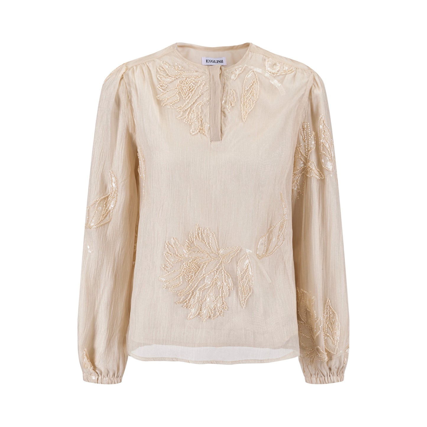 Beige Beaded Detailed Blouse