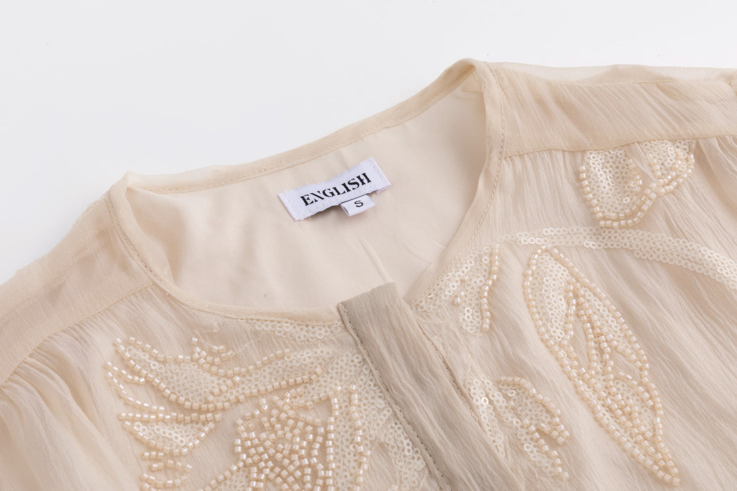 Beige Beaded Detailed Blouse