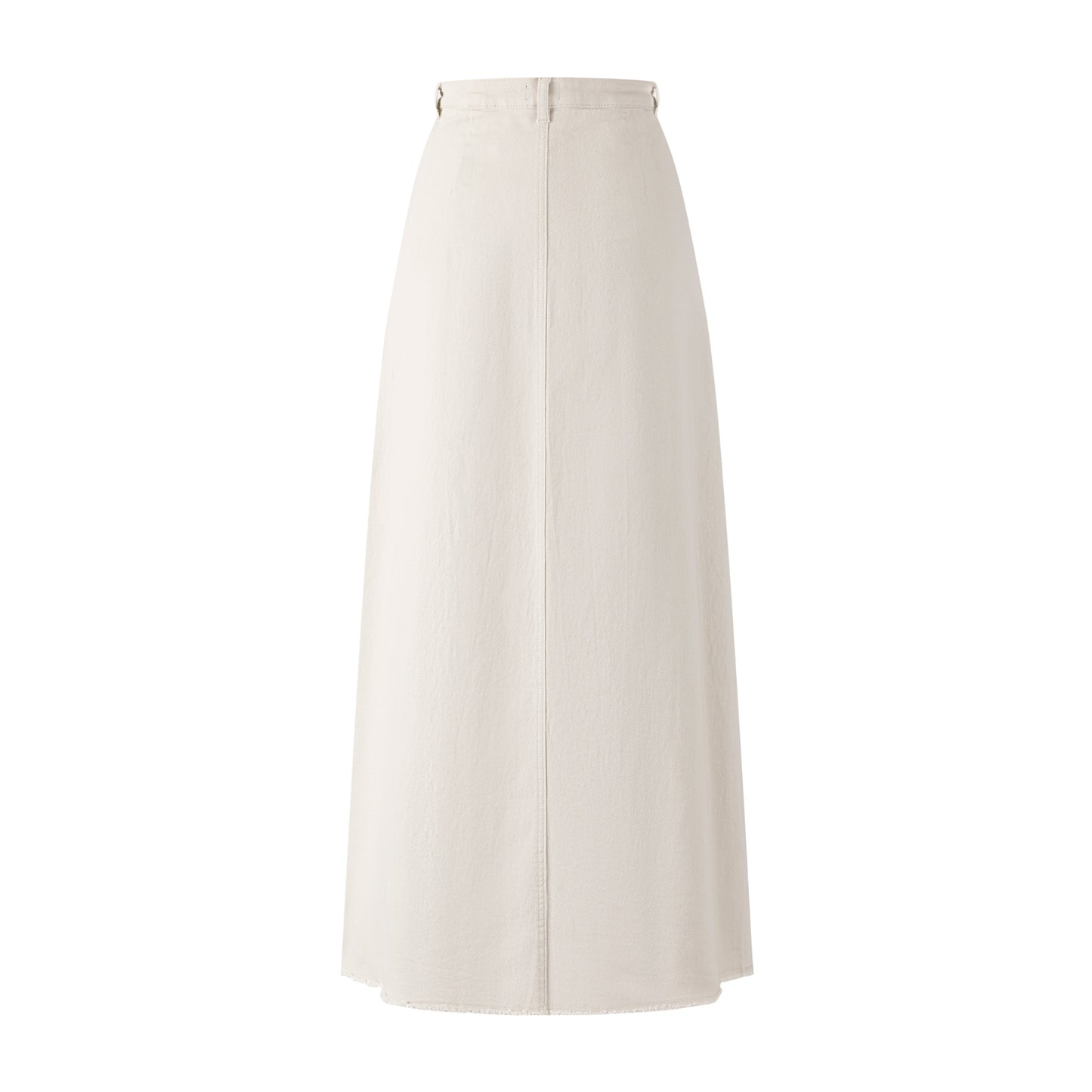 Side Frayed Denim Skirt - Stone