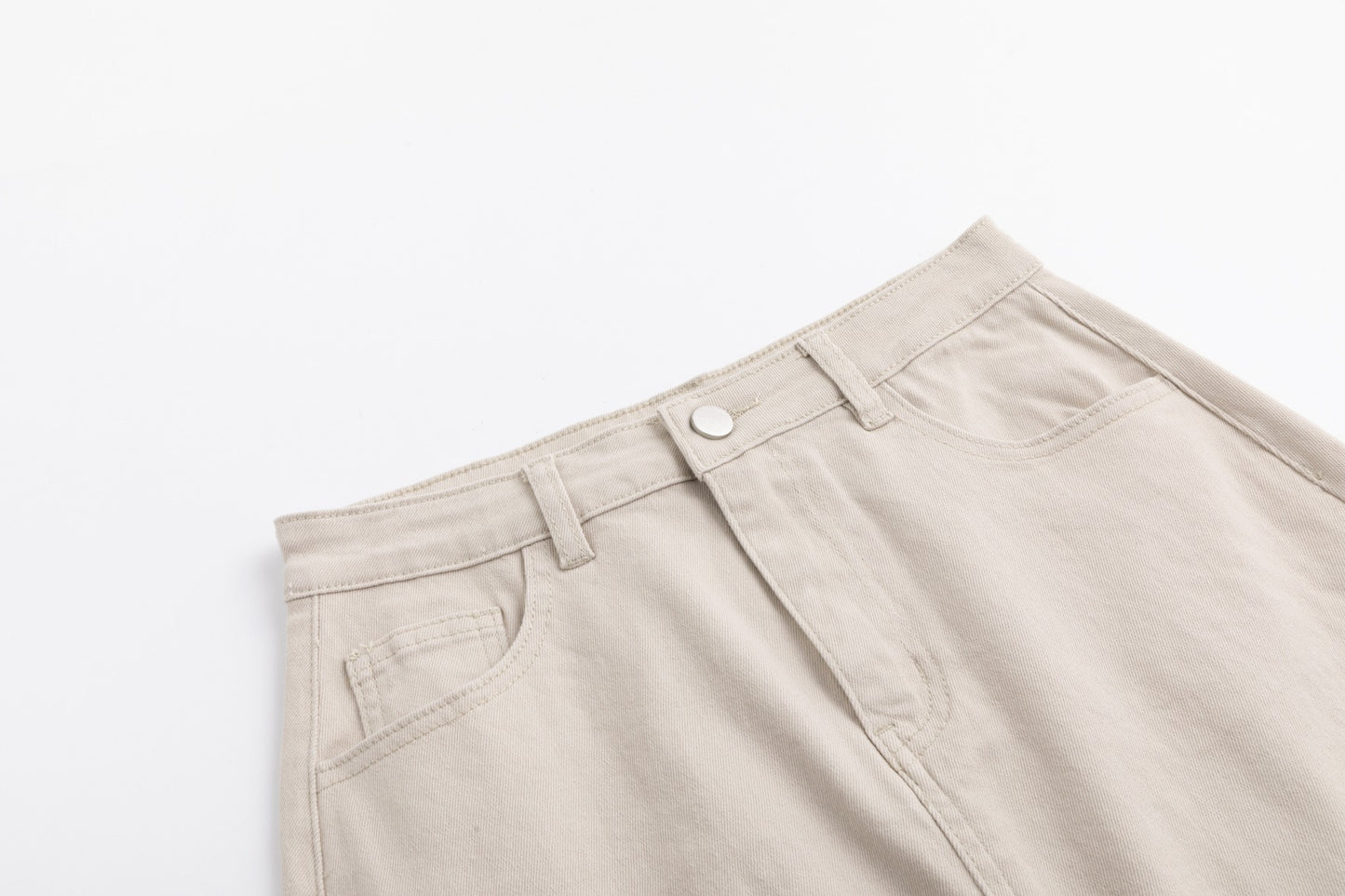 Side Frayed Denim Skirt - Stone