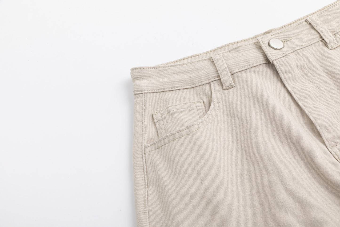 Side Frayed Denim Skirt - Stone