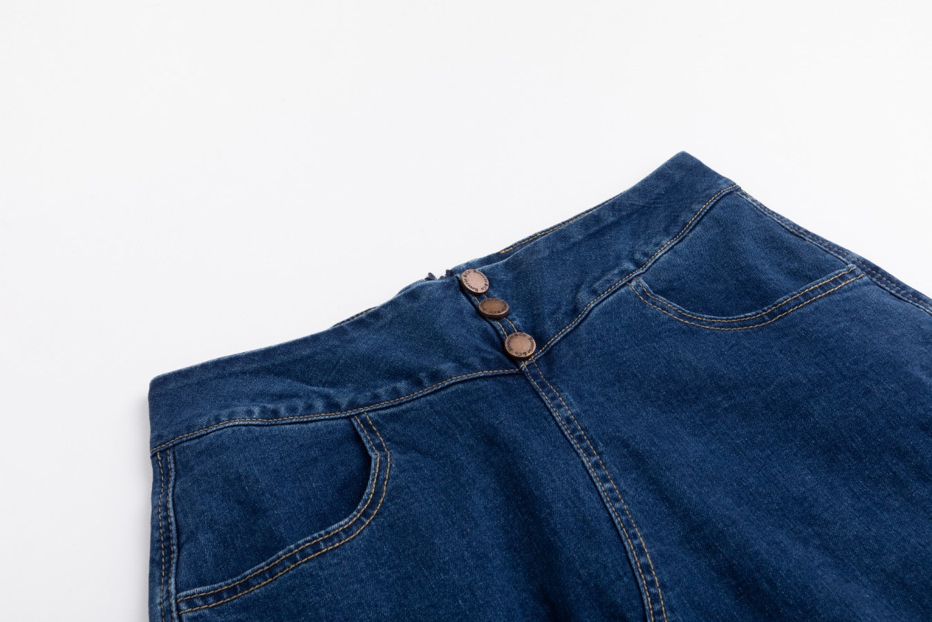 3 Button Denim Skirt- Blue Denim