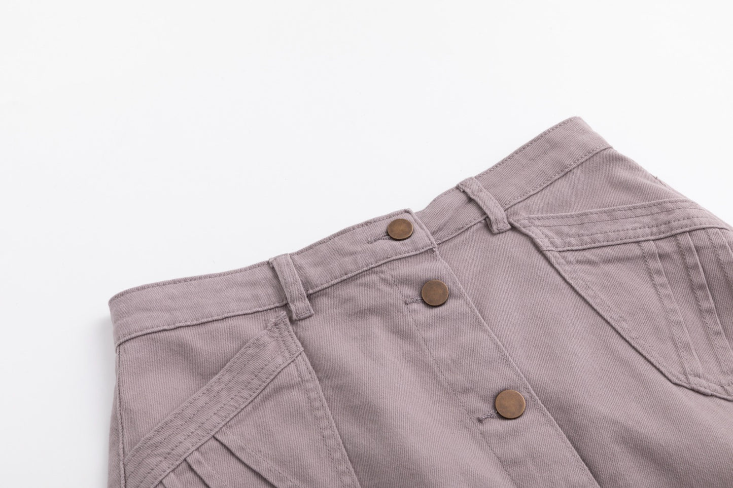Denim Detail Pocket Skirt - Grey