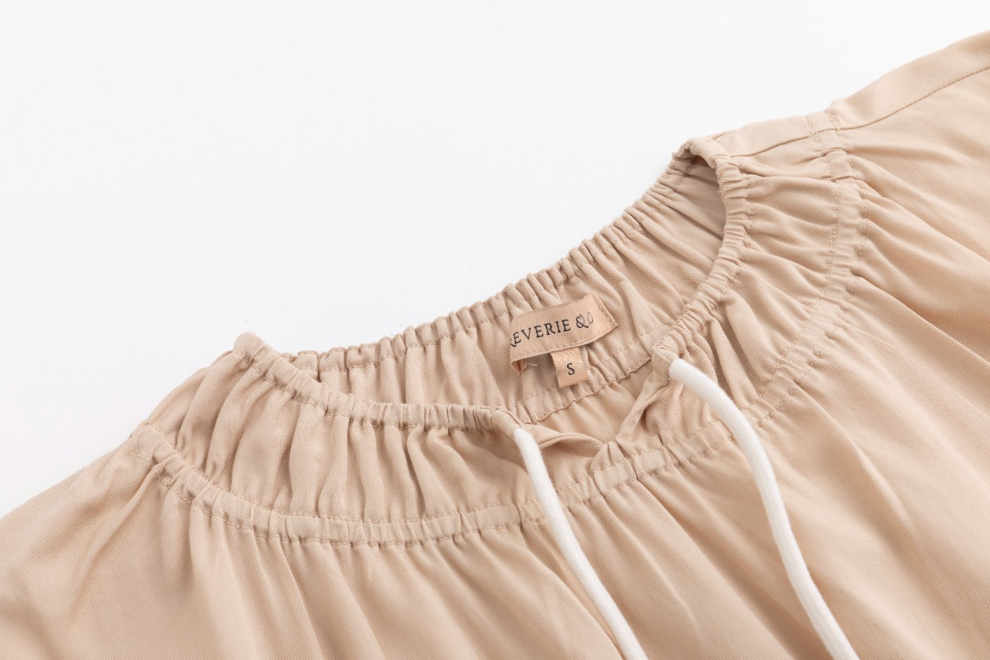 Drawstring Neckline Top- Parchment