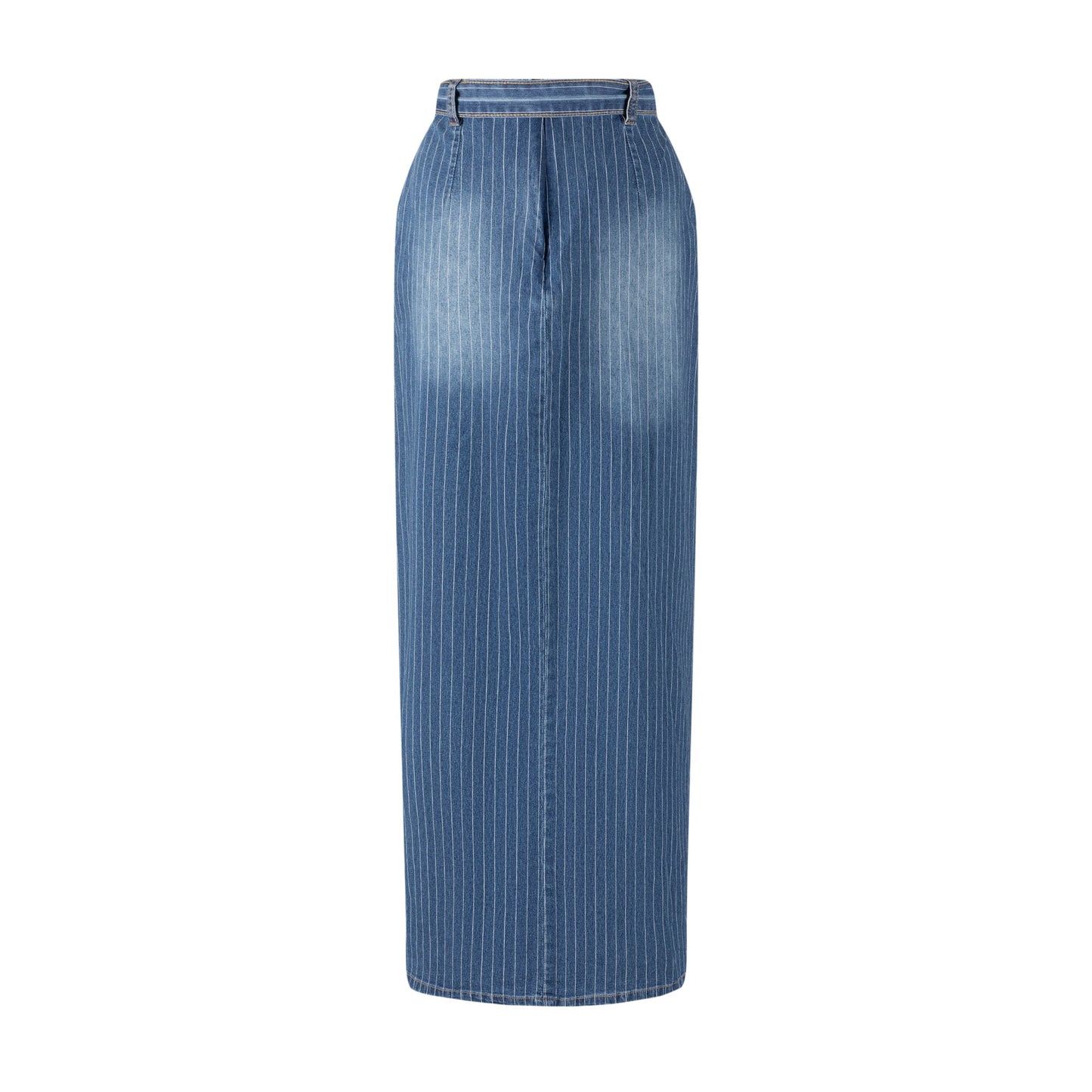 Pinstripe Denim Skirt - Blue Denim