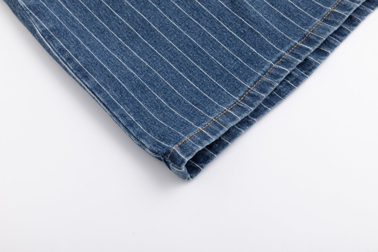 Pinstripe Denim Skirt - Blue Denim