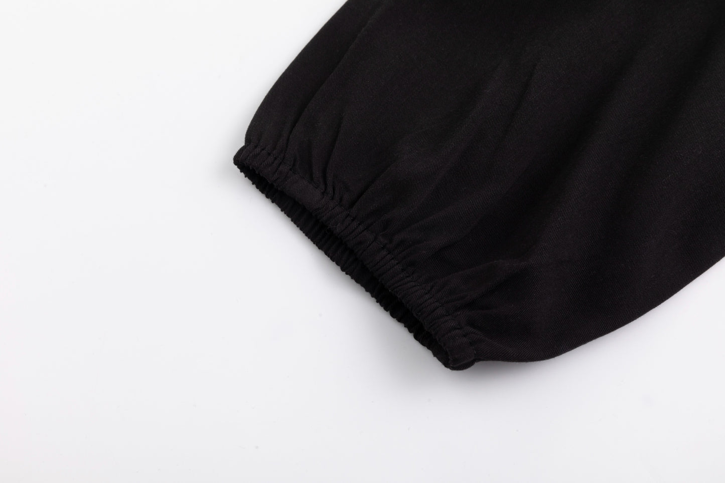 Linen Drawstring Neckline Dress - Black