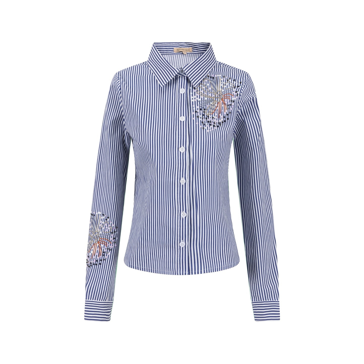 Embellished Pinstripe Blouse - Midnight