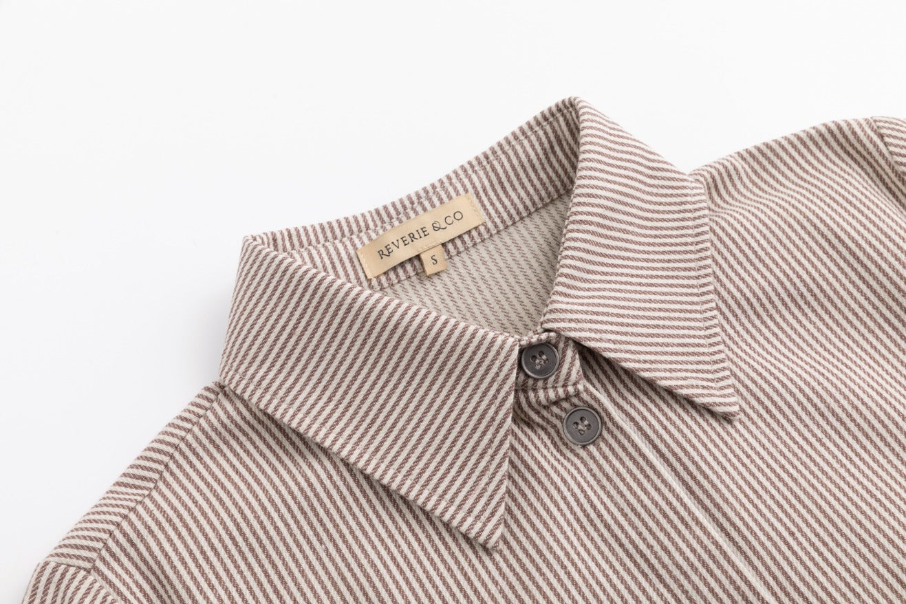 Stripe Pocket Dress - Rust/White