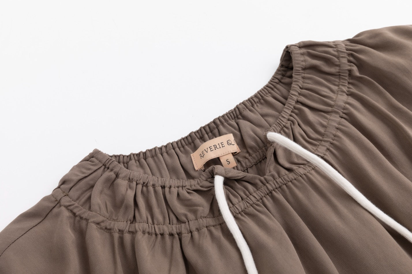 Drawstring Neckline Top- Fawn