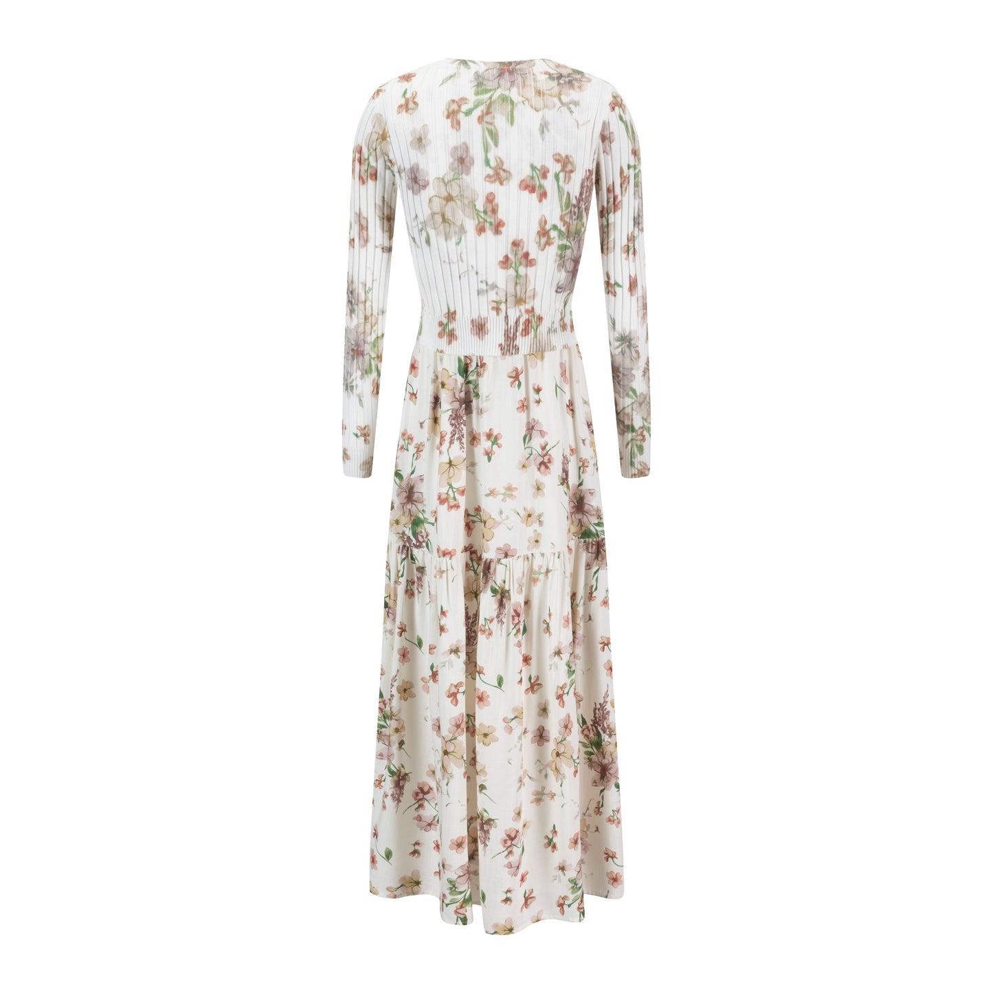 Floral Printed Ivory Overlay Dress