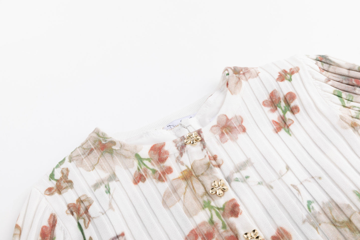 Floral Printed Ivory Overlay Dress