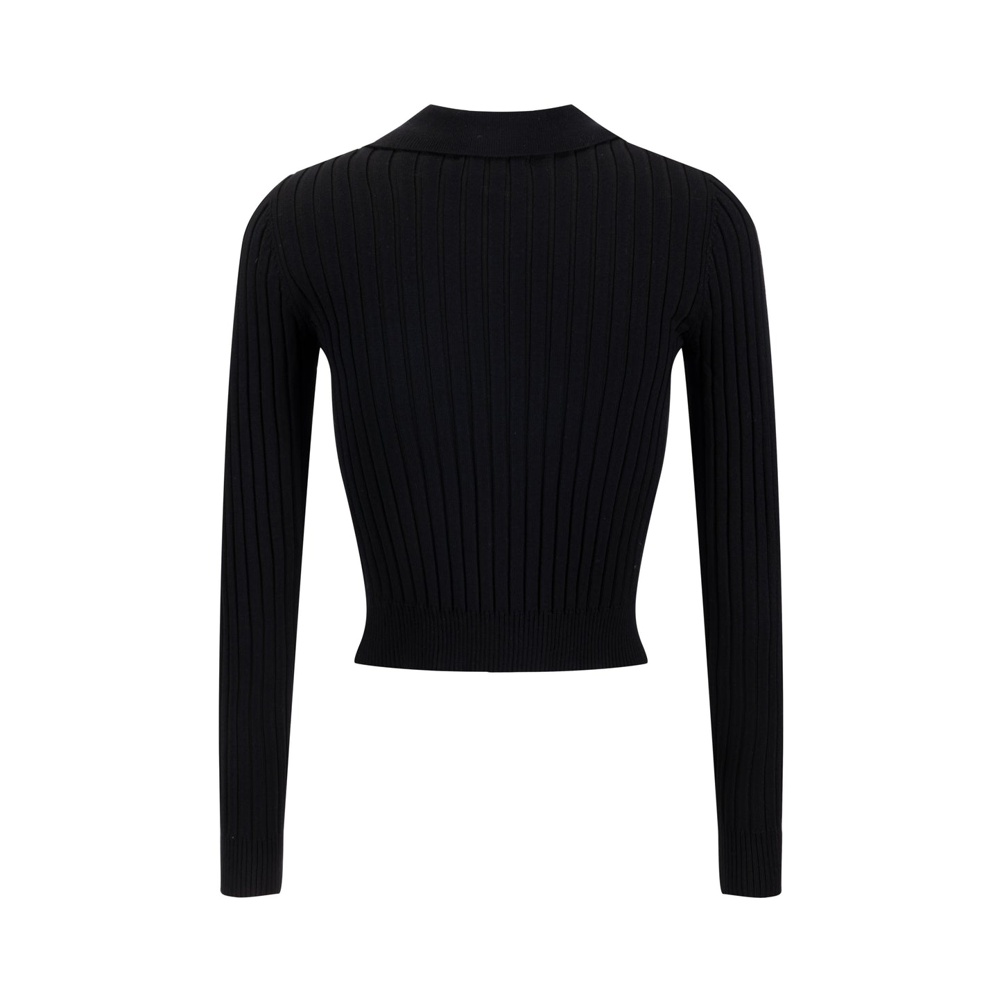 Ribbed Knit Top With Pocket - Black