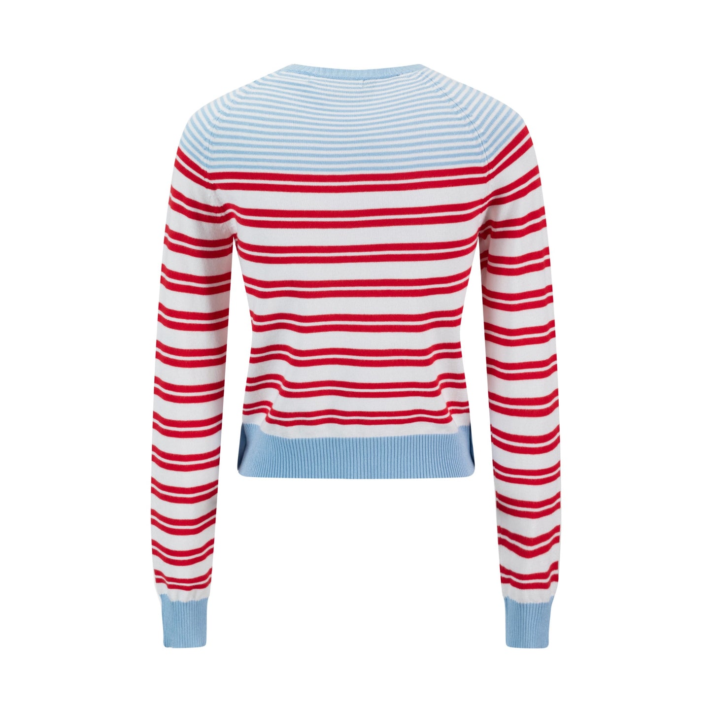 Light Blue And Red Striped Knit Top