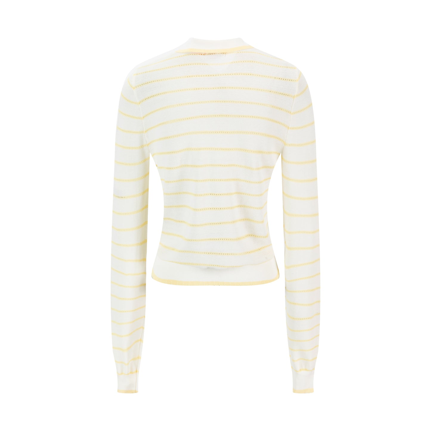 Ivory Hole-Knit Collared Top - Yellow