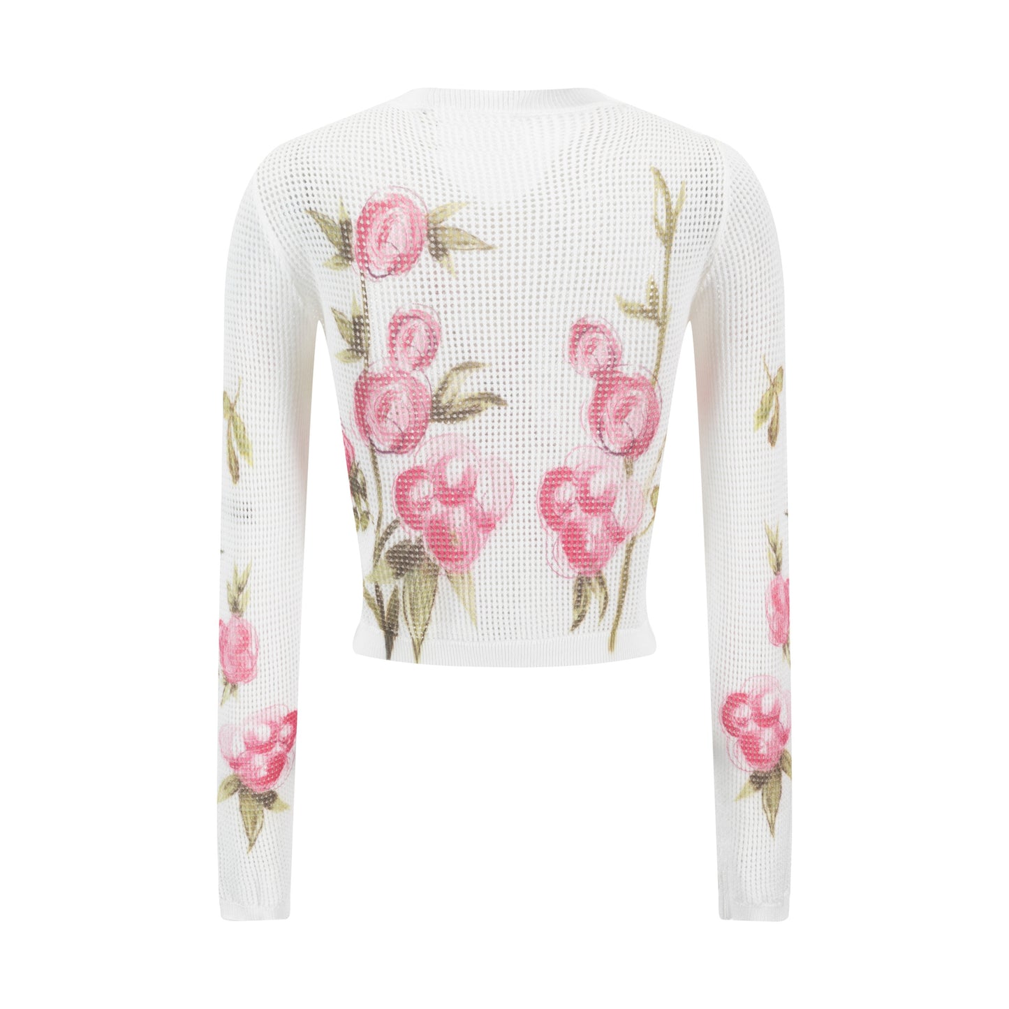 Box Hole Knit Painted Floral Sweater