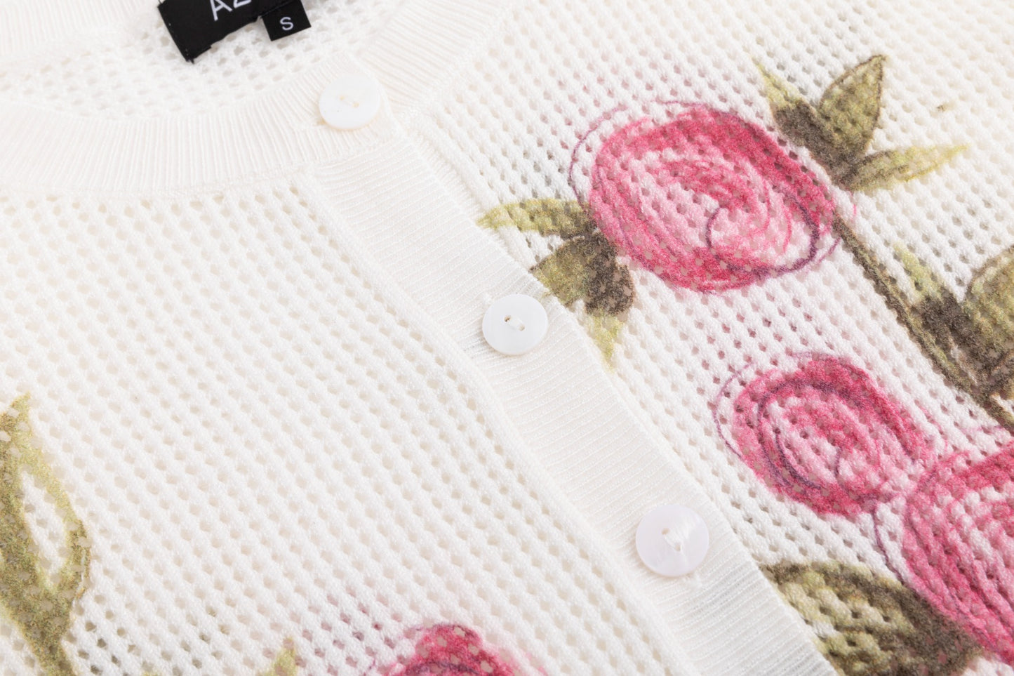 Box Hole Knit Painted Floral Sweater