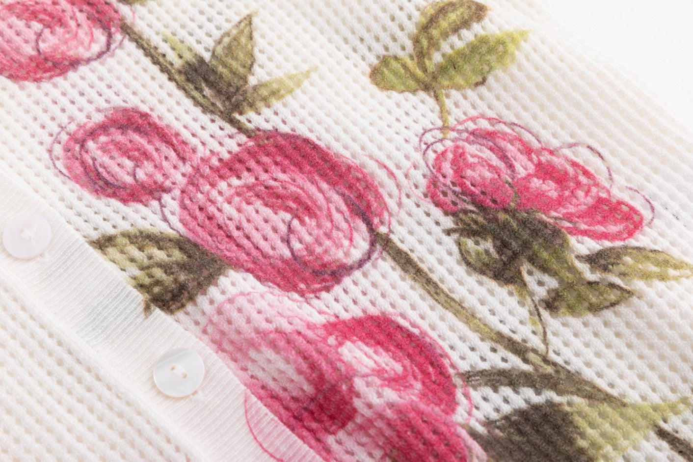 Box Hole Knit Painted Floral Sweater