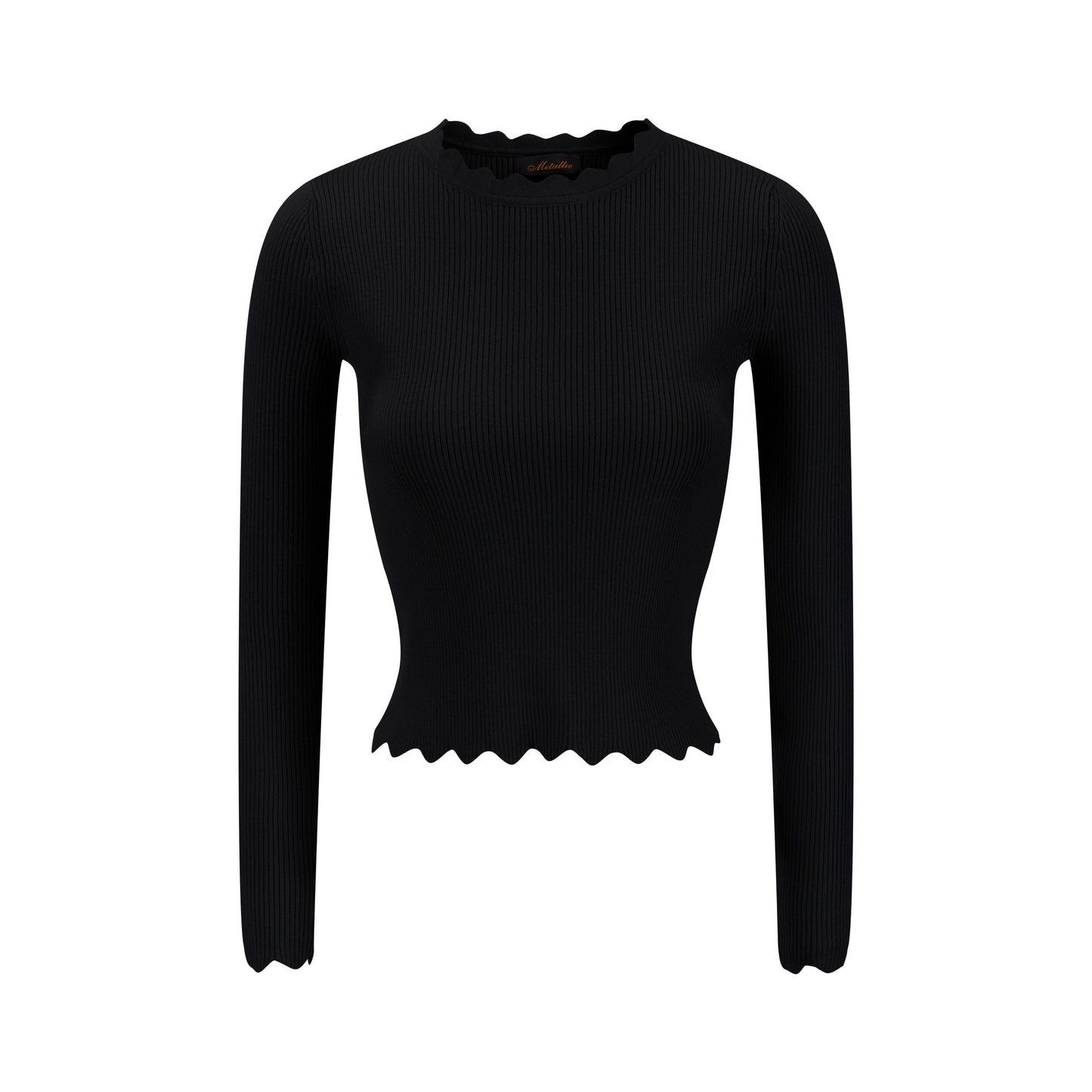 Scalloped Basic Sweater - Black