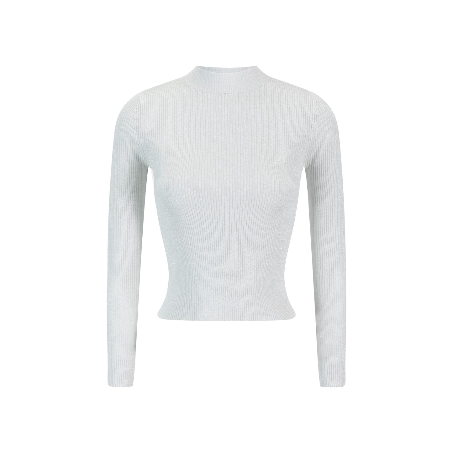Shimmery Mock Neck Top - Silver