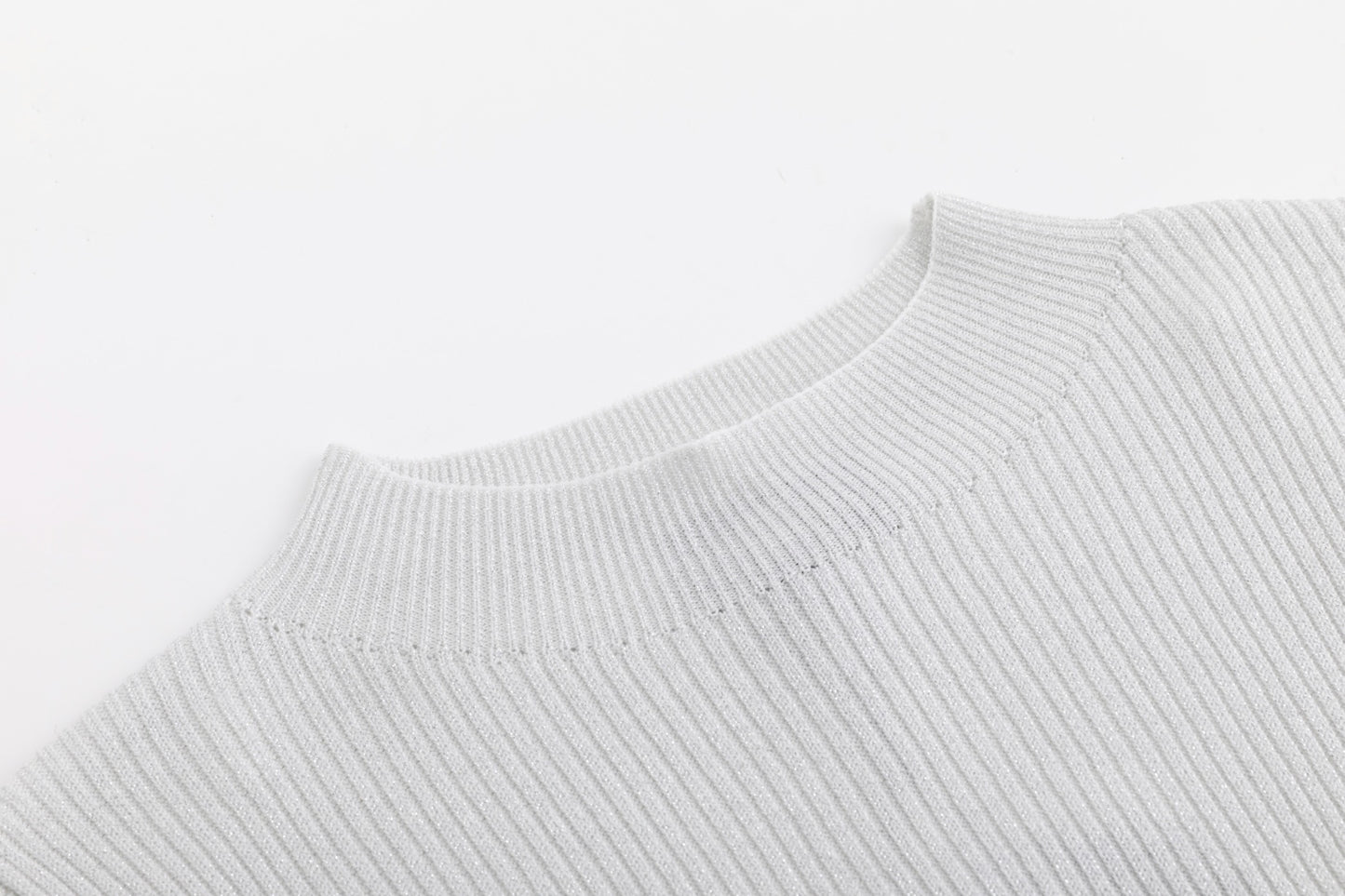Shimmery Mock Neck Top - Silver