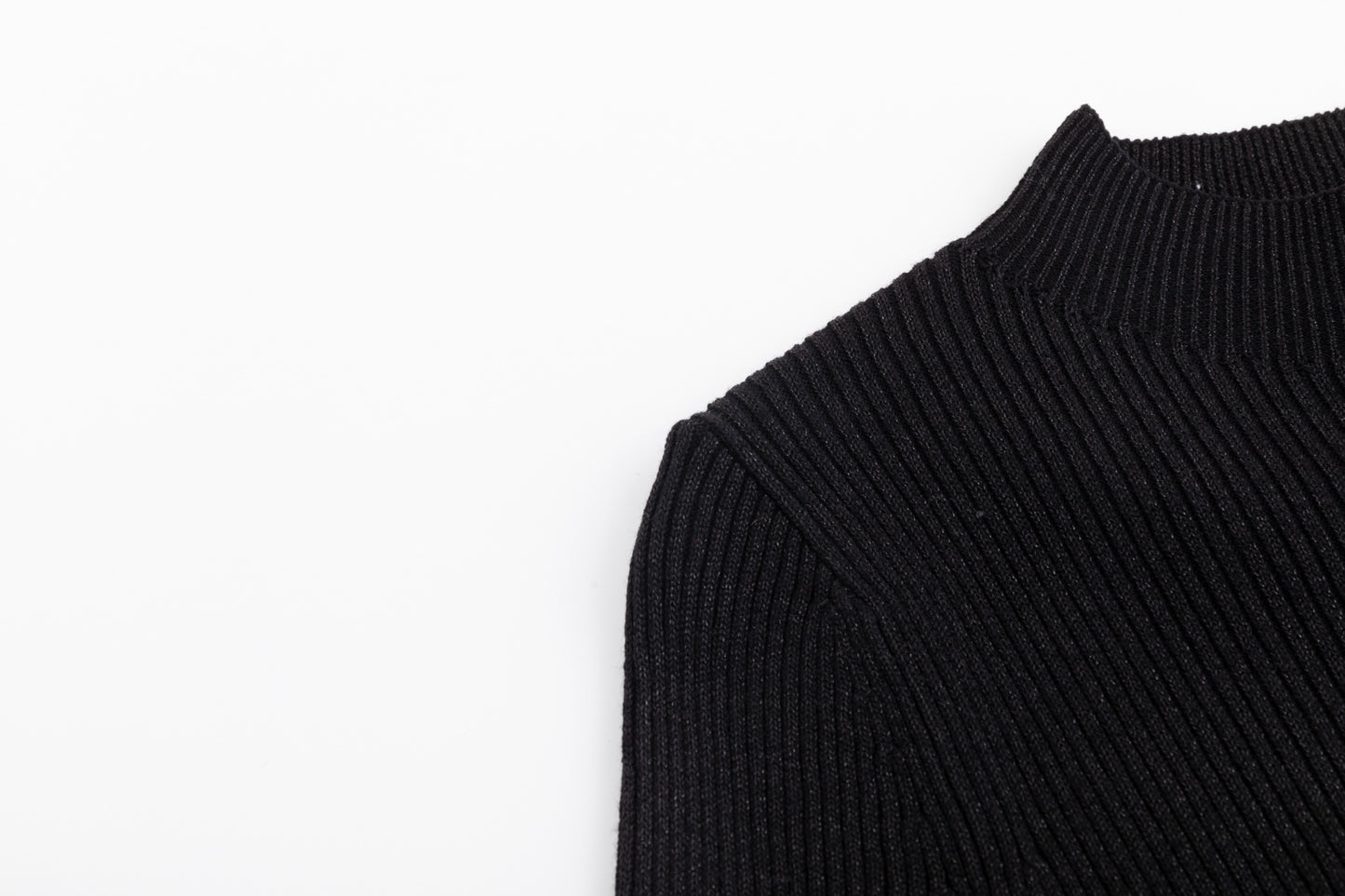 Shimmery Mock Neck Top - Black