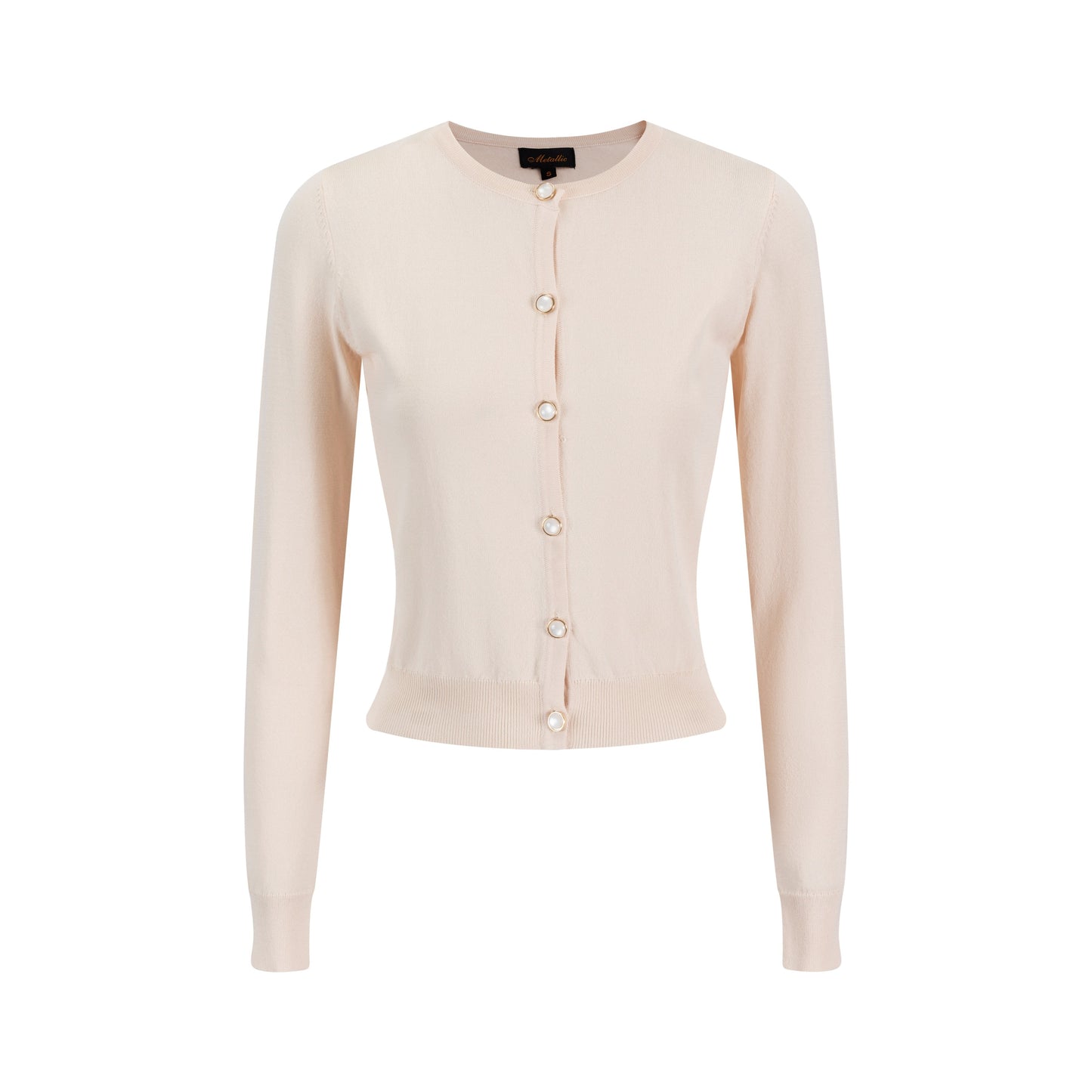 Blushy Pink Cardigan With Pearl Buttons