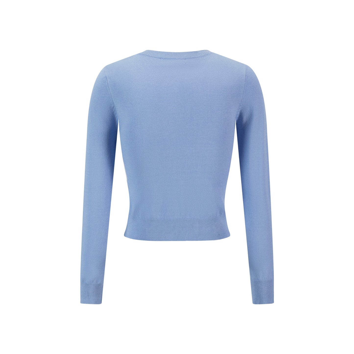 Knit Cardigan With Dark Bule Embroidery - Light Blue