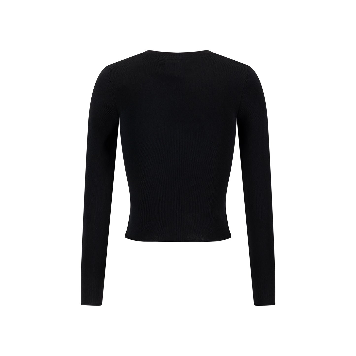 Knit Cardigan With Beaded Flower - Black