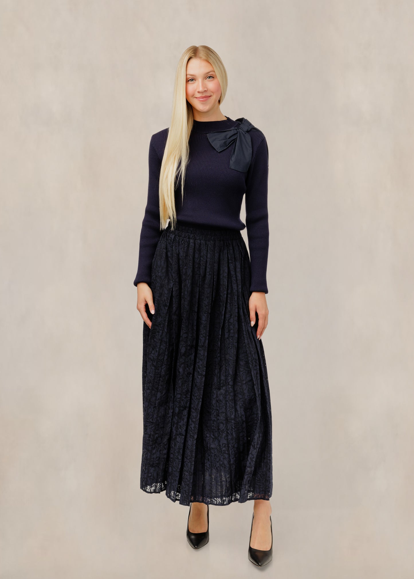 Blue Floral Pattern Skirt