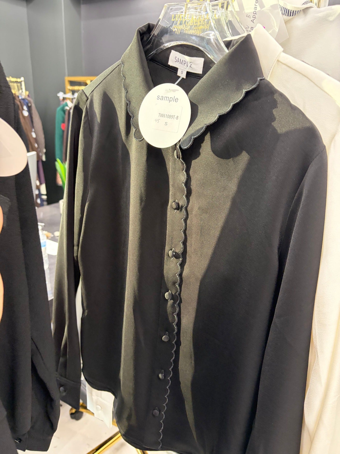 Black Chiffon Button Down Blouse